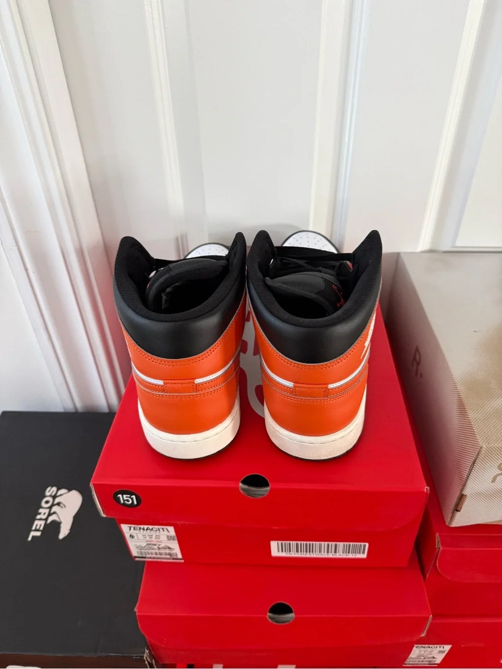 Jordan 1 Mid Black/White/Orange Men's Sneakers
